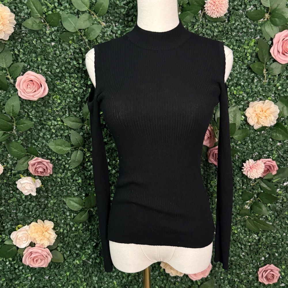 Black Long Sleeve Ribbed Sweater